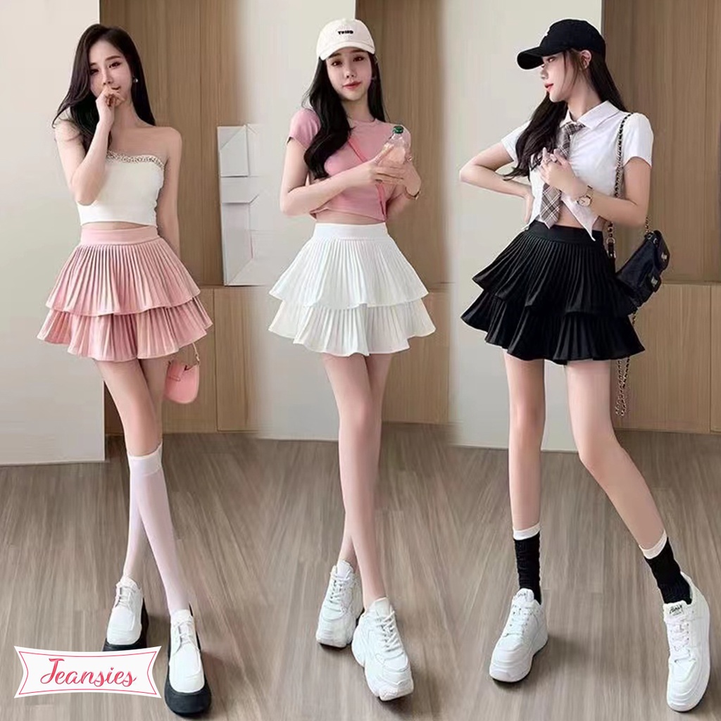 กระโปรงสั้นขนมชั้นน่ารักสไตล์เกาหลีสำหรับผู้หญิง