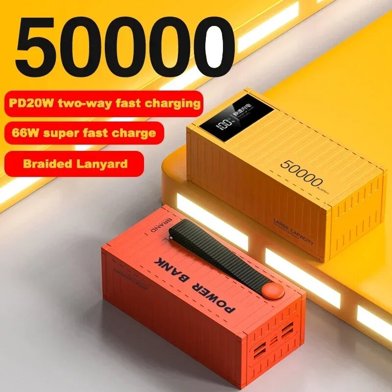 Container Power Bank 66W Fast Charge PD20W Outdoor Powerbank Portable Power Station External Battery Pack Fast Charger