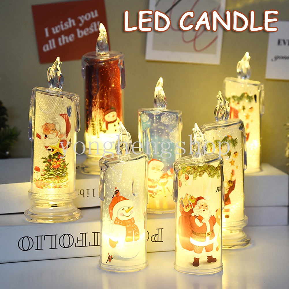 โคมไฟ LED รูปซานตาคลอส สโนว์แมน ไร้เปลวไฟ สร้างสรรค์ สําหรับตกแต่งปาร์ตี้คริสต์มาส ปีใหม่