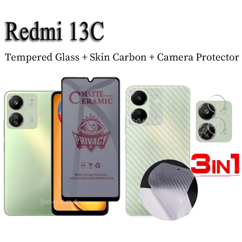 สําหรับ Redmi 13C ป้องกันการแอบมอง ความเป็นส่วนตัว กระจกนิรภัย Redmi 13 C ฟิล์มเซรามิค และเลนส์กล้อง กระจกกันรอยหน้าจอ และฟิล์มด้านหลัง