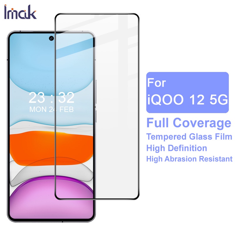 Imak Vivo IQOO 12 5G กระจกนิรภัย IQOO12 HD กาวเต็มฝาครอบฟิล์มป้องกันหน้าจอ