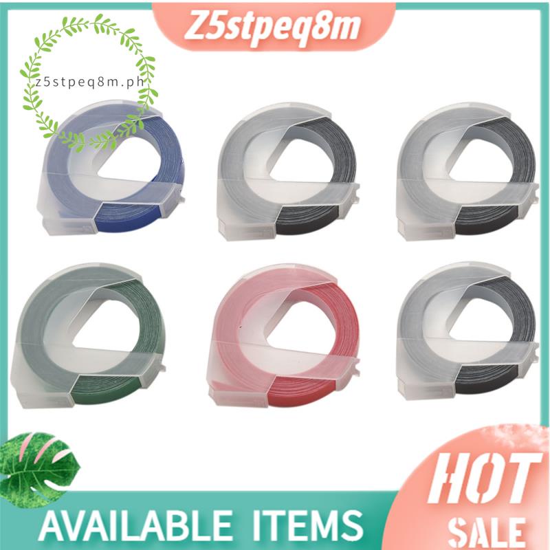 Z5stpeq8m6 Roll Embry Label Maker เทป 3D พลาสติก 9 มม.x 3m ลายนูนป้ายเทปสีขาวบนสีดํา/สีฟ้า/สีแดง/สีเ