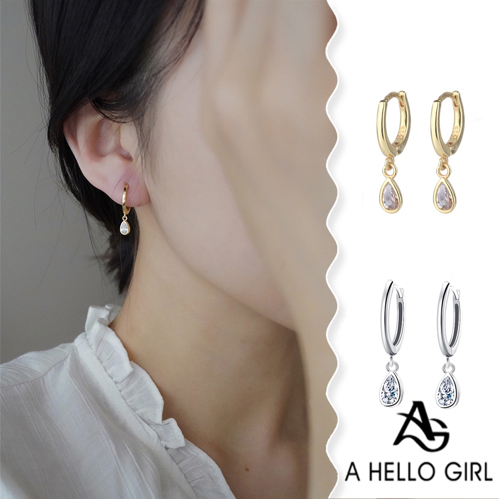A HELLO GIRL ต่างหูเพทาย รูปหยดน้ํา หรูหรา ไฮเอนด์ สําหรับผู้หญิง 2023