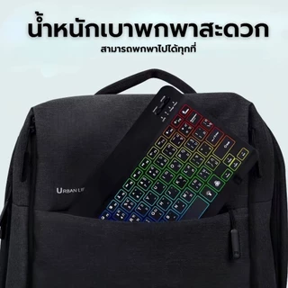 คีย์บอร์ดไทย คีย์บอร์ดและเมาส์ Bluetooth ไร้สายแบบ Backlit พร้อมไฟ LED สำหรับ Pad Laptop Android Tablet