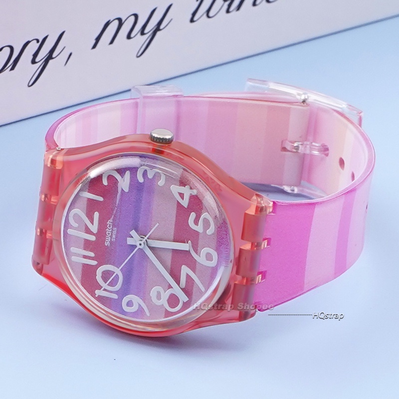 สายนาฬิกาข้อมือ ยางซิลิโคน กันน้ํา สีรุ้ง แบบเปลี่ยน สําหรับ Swatch Watch Band 16 มม. 17 มม. 19 มม.
