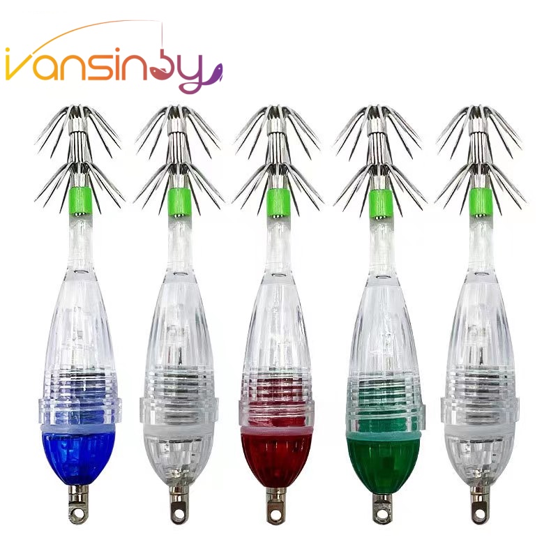 เหยื่อตกปลาเรืองแสงในที่มืด LED 6 ซม. 7.8 กรัม พร้อมแบตเตอรี่ กันน้ํา
