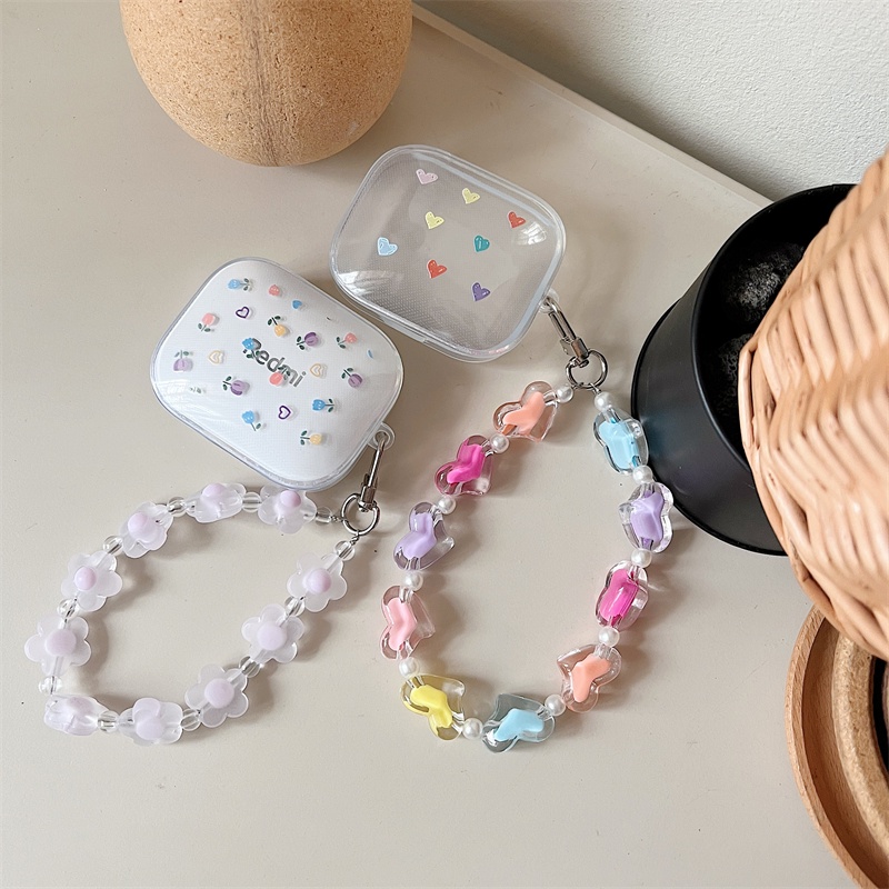 เคสเรียบง่ายน่ารักสําหรับ Redmi Buds 6s พร้อมหัวเข็มขัดซิลิโคนคุณภาพสูงพร้อมลูกไม้ Redmi Buds 5 ฝาครอบโปร่งใส
