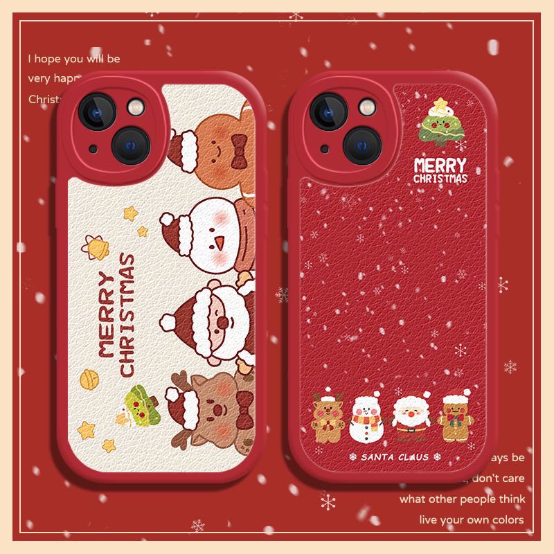 เคสโทรศัพท์มือถือหนังแกะ ซิลิโคนนิ่ม กันกระแทก ลาย Merry Christmas Good Luck สําหรับ IPhone 15 14 12 11 13 PRO Max X Xs Max XR 6 7 8 Plus Mini
