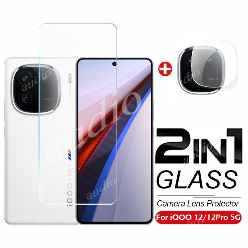 2in1 ฟิล์มกระจกนิรภัยกันรอยหน้าจอ พร้อมตัวป้องกันเลนส์กล้อง สําหรับ IQOO 12 5G 2023 IQOO 12 iQOO12 5