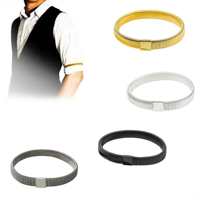 ปลอกแขนโลหะ แบบยืดหยุ่น กันลื่น เครื่องประดับ สําหรับผู้ชาย