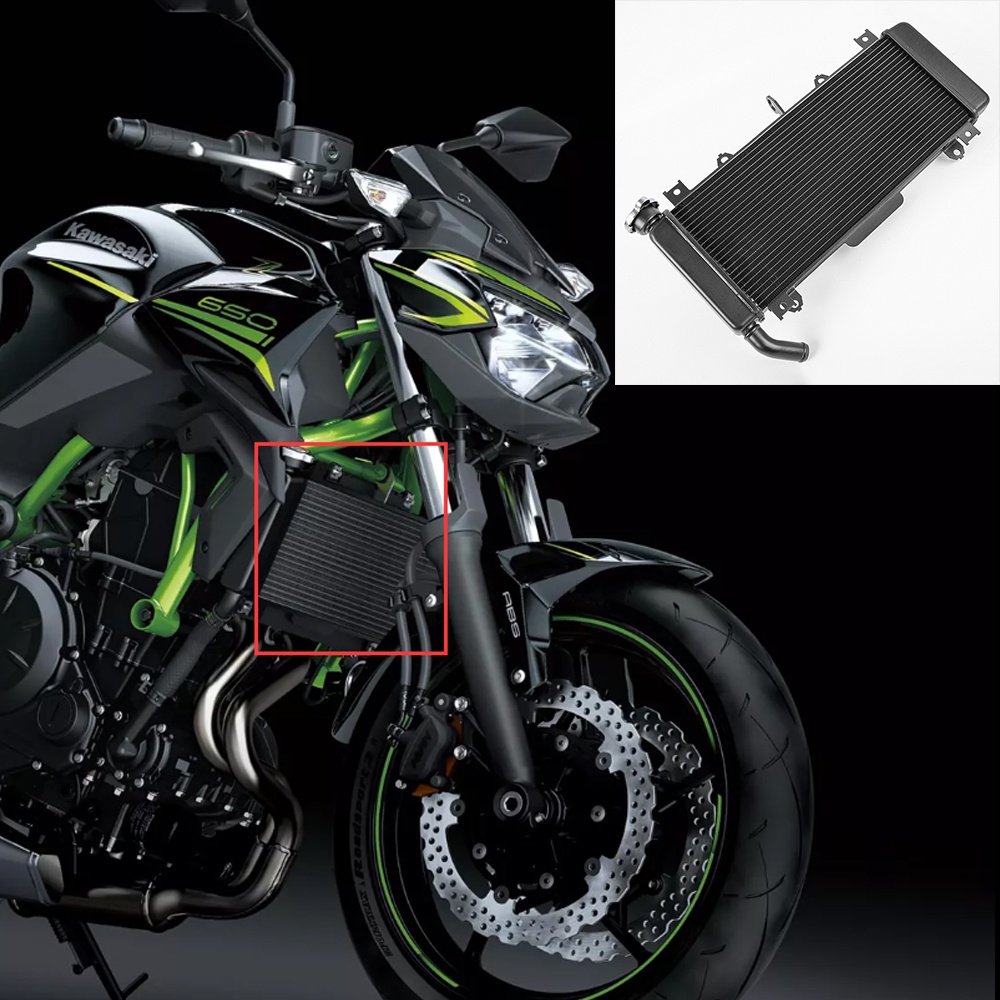 Ljbkoall Z650 ER650 หม้อน้ําหล่อเย็นเครื่องยนต์ อะลูมิเนียมอัลลอย แบบเปลี่ยน สําหรับ Kawasaki Ninja650 Z 650 ER 650 2017-2024