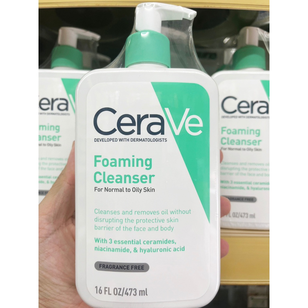 🌸แท้100%🌸Cerave Foaming Cleanser 473 ml 💖เซราวี โฟมมิ่ง คลีนเซอร์ โฟมทำความสะอาดผิวหน้าและผิวกาย 473 มล