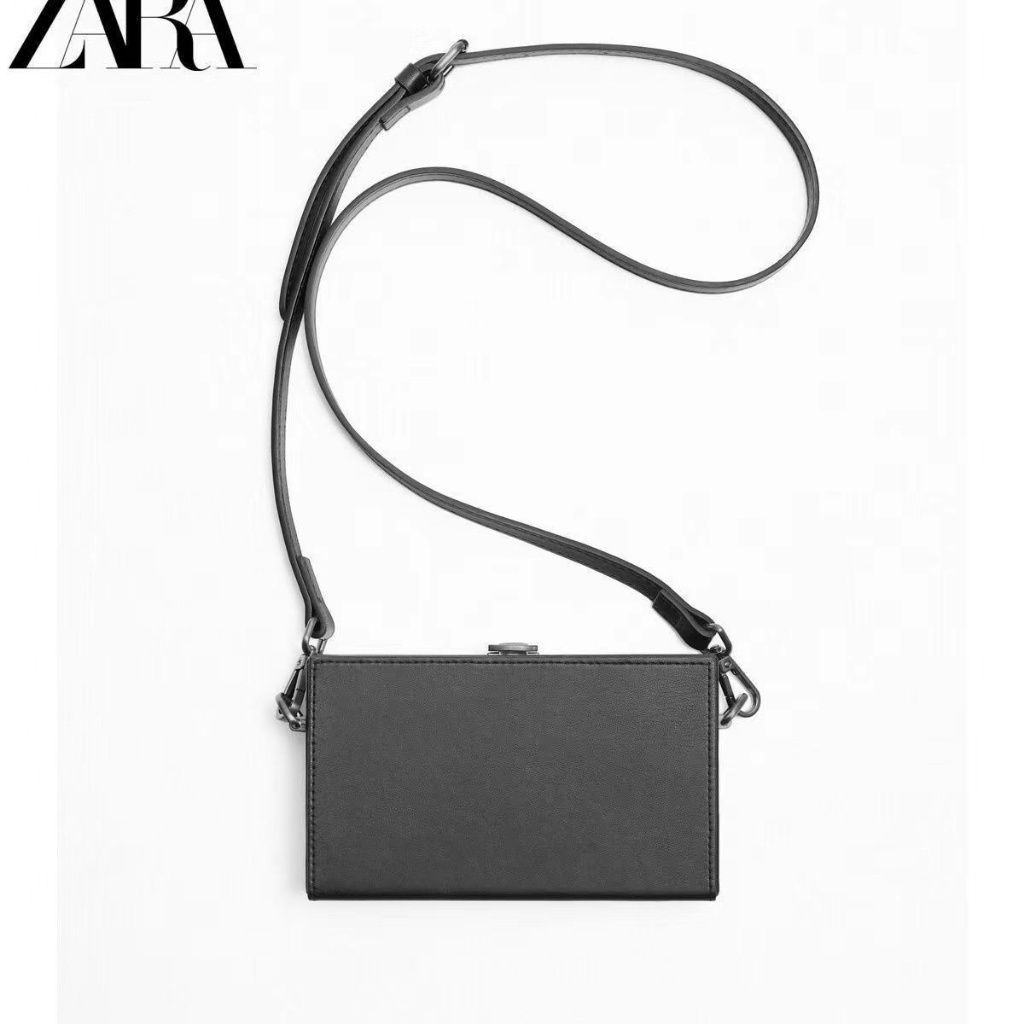 Zara กระเป๋าผู้ชายสไตล์ใหม่ Hard Box-Shaped Mini Messenger High-End Street Wear One-Shoulder