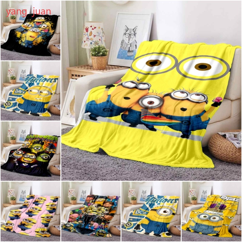 ผ้าห่ม ผ้าสักหลาด แบบนิ่ม ลายการ์ตูนมินเนี่ยน Despicable Me เหมาะกับของขวัญ สําหรับเตียง โซฟา a23