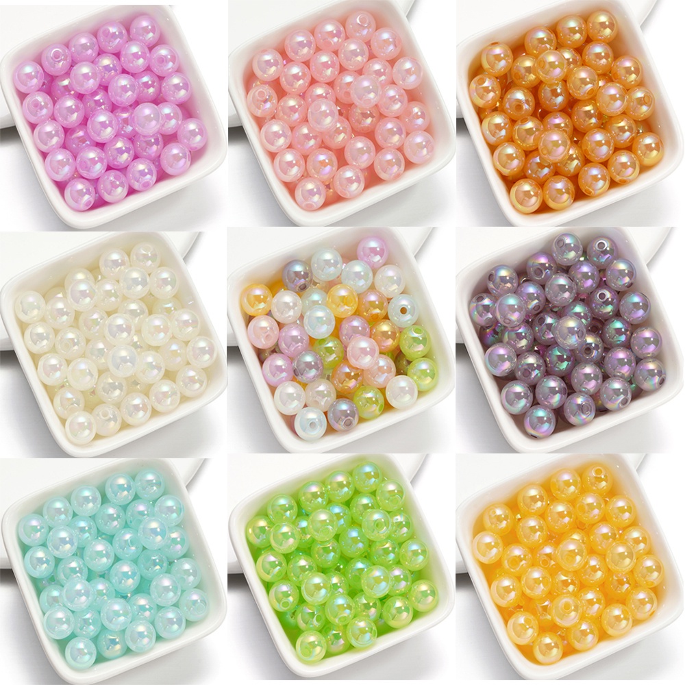 St. kunkka ลูกปัดอะคริลิค UV ทรงกลม 10 มม. 12 มม. 14 มม. สีสดใส สําหรับทําเครื่องประดับ สร้อยคอ สร้อยข้อมือ DIY 10 ชิ้น