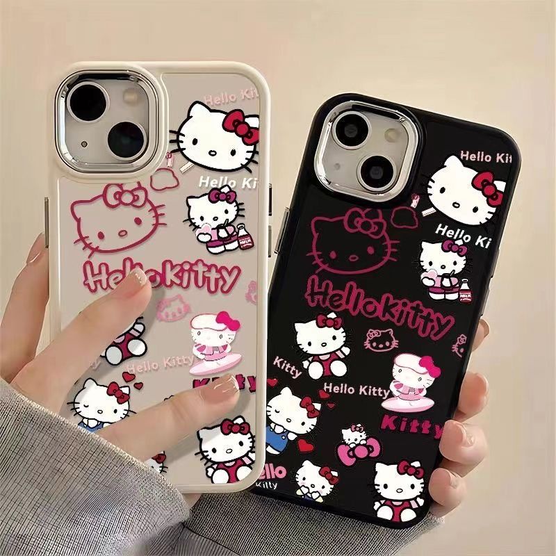 เคสโทรศัพท์มือถือ ซิลิโคนนุ่ม TPU ใส กันกระแทก ลายการ์ตูนเฮลโลคิตตีน่ารัก หรูหรา สําหรับ iPhone 15 11 13 14 12 Pro 7+ 8 Plus XS XR