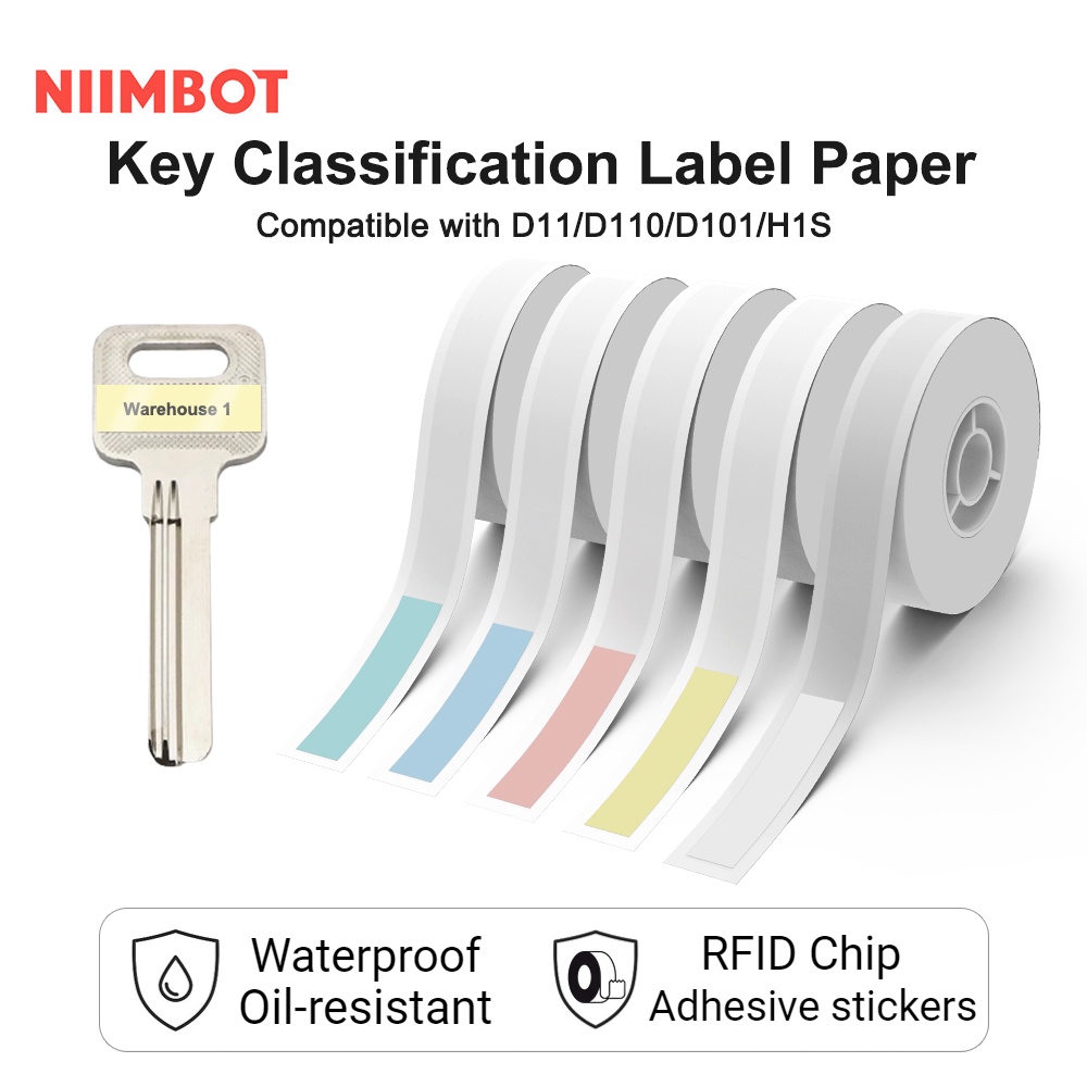 NIIMBOT D11/D110/D101 กระดาษฉลากกุญแจใหม่สําหรับฉลากการจําแนกคีย์กันน้ําและน้ํามันสติกเกอร์ชื่อ