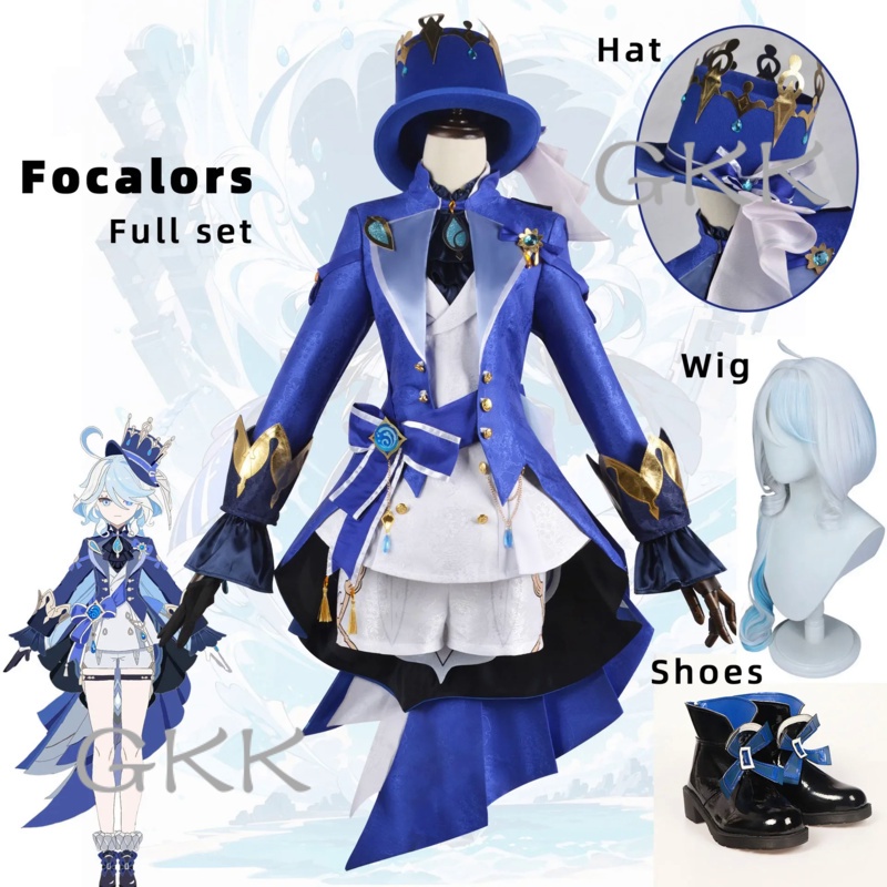 GK Focalors Cosplay Costume for Genshin Impact Game Furina Water God Hydro Uniform Outfit Clothes Ha