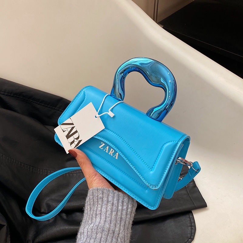 Zara กระเป๋าสะพายไหล่ กระเป๋าถือ ทรงสี่เหลี่ยม ขนาดเล็ก สีพื้น แฟชั่นฤดูใบไม้ผลิ สําหรับสตรี 2023