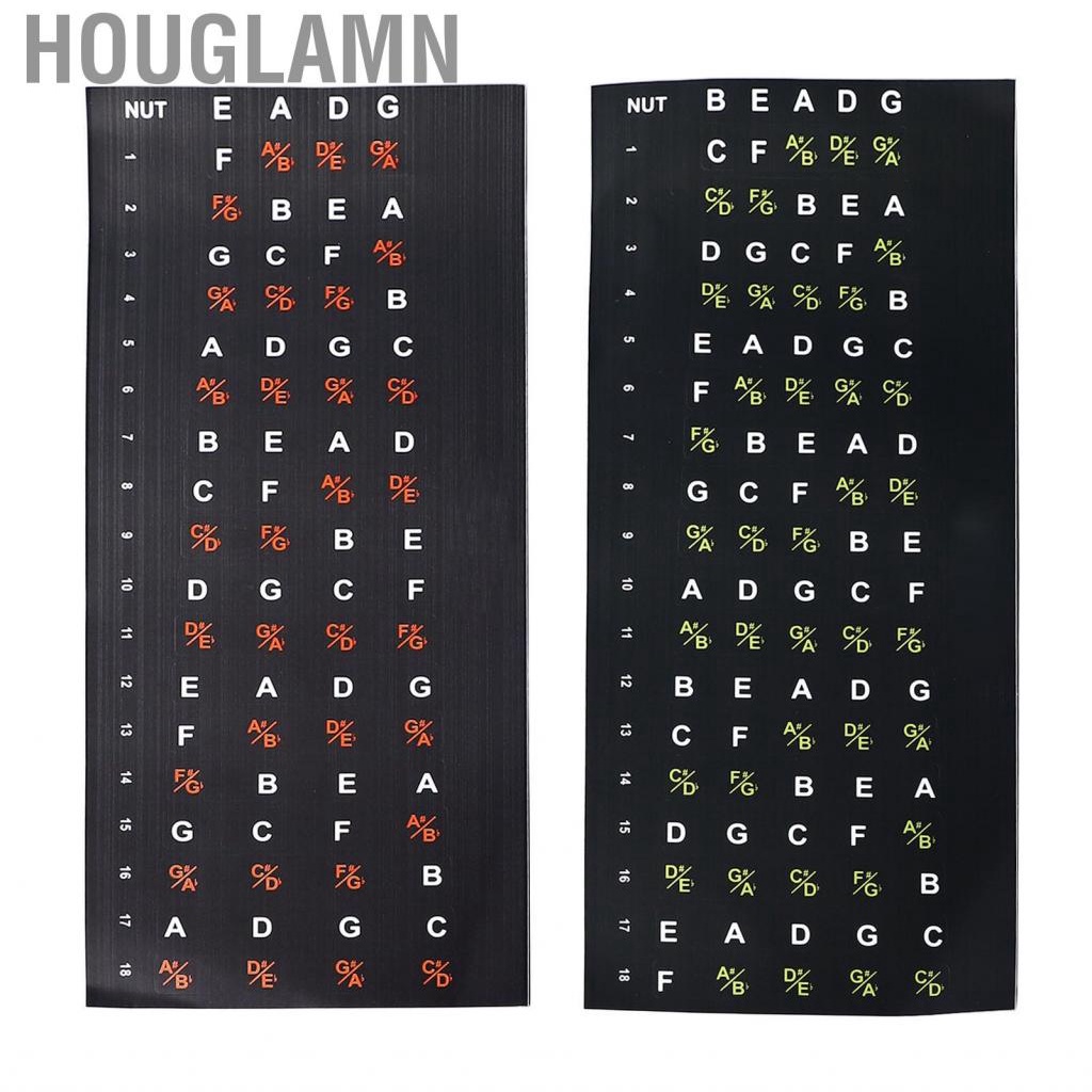 Houglamn สติกเกอร์ Fretboard กีตาร์เบสคอร์ด Fret Note Finger Guide Decal สำหรับผู้เริ่มต้นเล่น