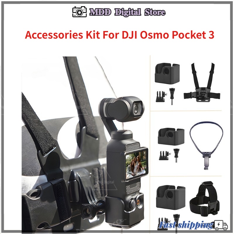 ชุดอุปกรณ์เสริม สําหรับ DJI Osmo Pocket 3 Head Strap Mount, Chest Mount Harness, Backpack Clip Holder - พร้อมอะแดปเตอร์เกลียว 1/4 นิ้ว