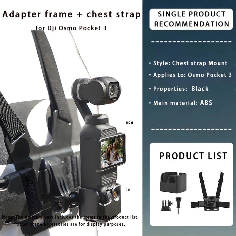 ชุดอุปกรณ์เสริม สําหรับ DJI Osmo Pocket 3 Head Strap Mount, Chest Mount Harness, Backpack Clip Holder - พร้อมอะแดปเตอร์เกลียว 1/4 นิ้ว