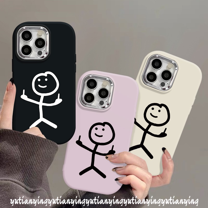 เคสโทรศัพท์มือถือ TPU นิ่ม ชุบโลหะ ลายการ์ตูนคนตลก หรูหรา สําหรับ IPhone 7Plus 11 15 14 12 13 Pro Max XR 7 8 Plus XS X Max