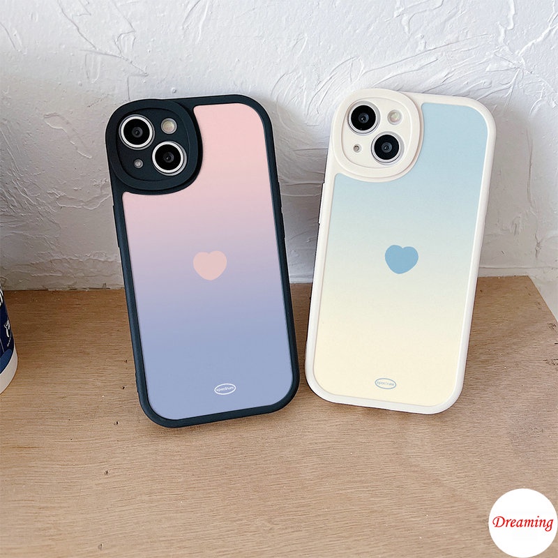 เคสโทรศัพท์มือถือ แบบนิ่ม ไล่โทนสี รูปหัวใจ สําหรับ iPhone 15 14 13 12 11 Pro X XR XS Max SE 2020 6 6S 7 8 Plus