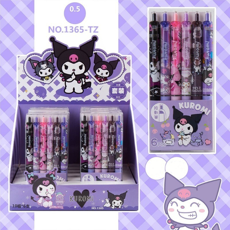 6 ชิ้น / เซต ปากกาเจล Sanrio Hello Kitty การ์ตูน Kuromi 0.5 มม. ปากกาเจลกด ปากกาลูกลื่น เครื่องเขียน ของขวัญวันเกิดเด็ก