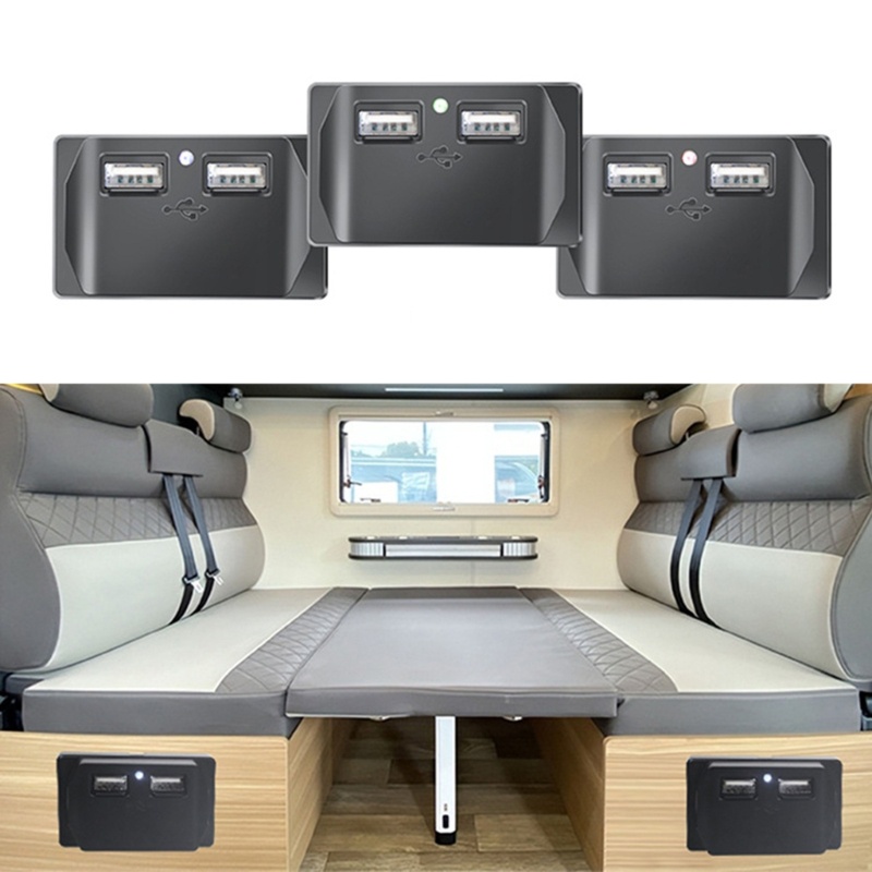 KIIK Twin USB 12V แผงเครื่องชาร์จในรถยนต์ซ็อกเก็ต 3 1A 12V 24V USB Chargers Outlet สําหรับ RVs