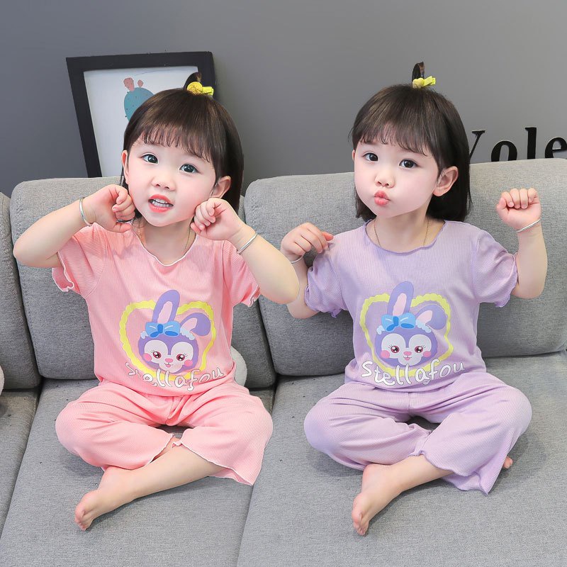 ชุดนอนเด็กผู้หญิง ชุดเซ็ท 2 ชิ้น (กางเกง+เสื้อ) ลายการ์ตูนน่ารัก ราคา ถูกที่สุด ดีลบีเคเค แกลเลอรีภาพที่ 5