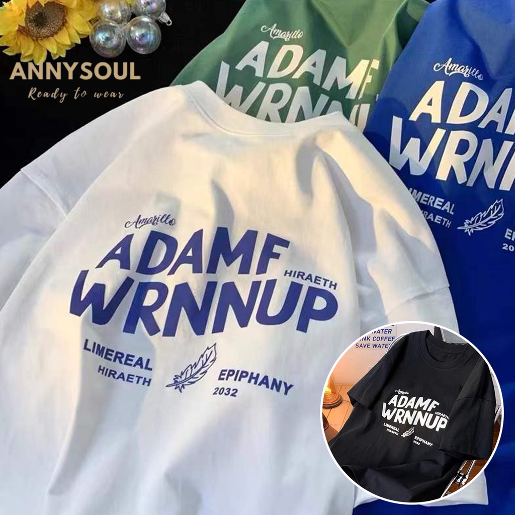 เสื้อยืดลําลอง แขนสั้น พิมพ์ลายตัวอักษร เรียบง่าย สไตล์เกาหลี