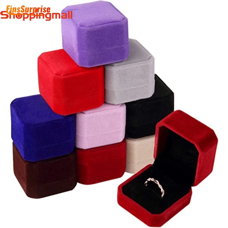 กล่องกํามะหยี่ ทรงสี่เหลี่ยม สําหรับใส่แหวน ต่างหู แหวนแต่งงาน ของขวัญวันวาเลนไทน์