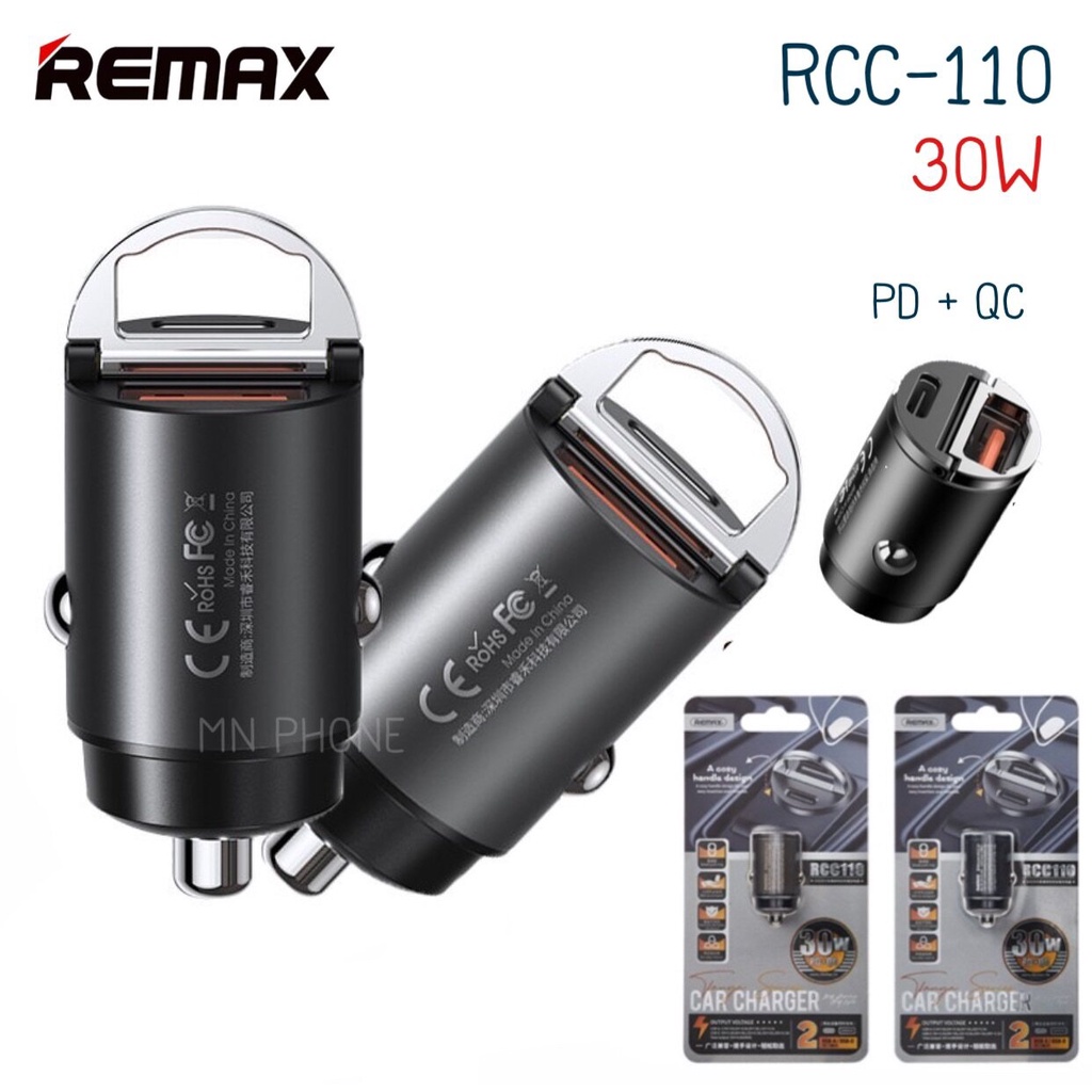 Remax RCC110 30W PD +QC ที่ชาร์จในรถยนต์ ที่ใช้งานร่วมกันได้อย่างรวดเร็ว USB-A/USB-C