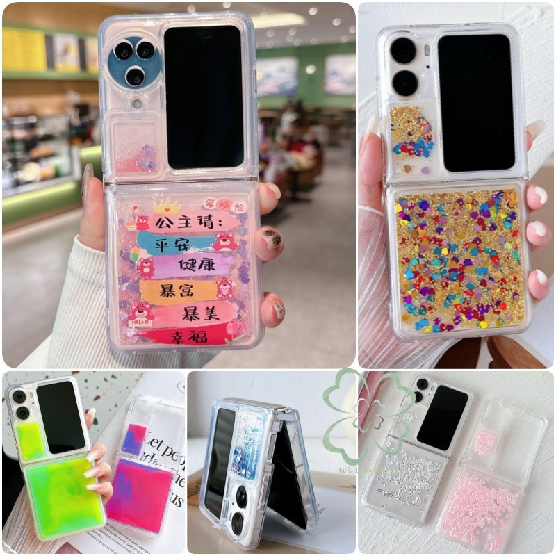 เคสใส ประดับเลื่อม กลิตเตอร์ รูปหัวใจ หรูหรา กันกระแทก สําหรับ OPPO Find N3 N2
