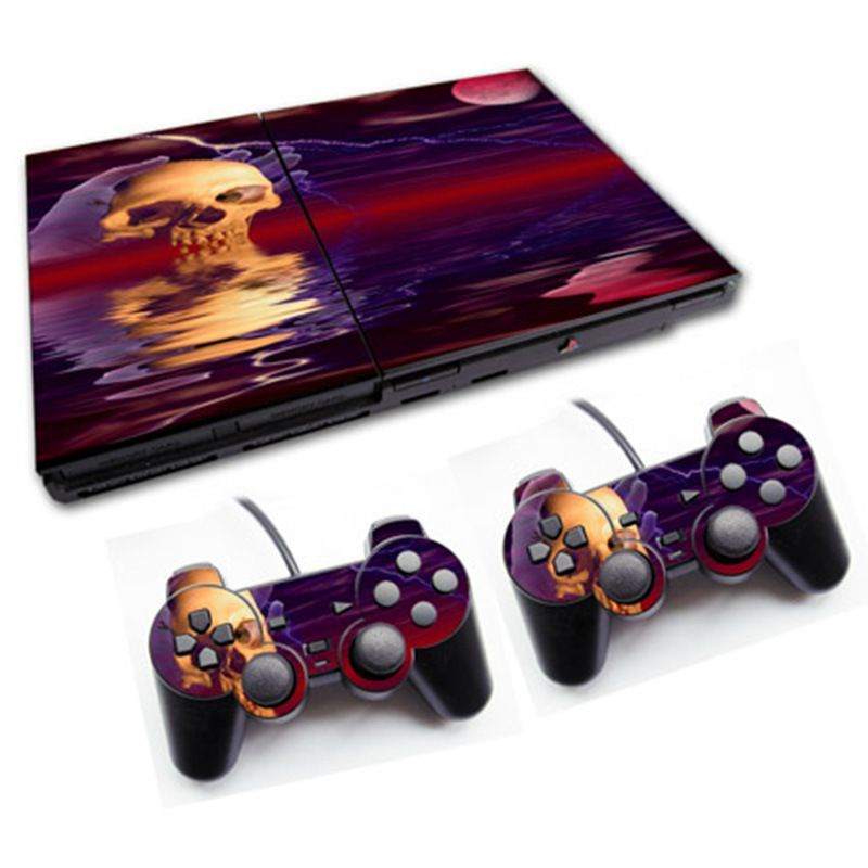 PS2 Slim เกมคอนโซลสติกเกอร์ที่มีสีสันสติกเกอร์ผิว Decals บุคลิกภาพ Creative Scratch-Proof Handle สติกเกอร์เกมเครื่องป้องกันฟิล์ม