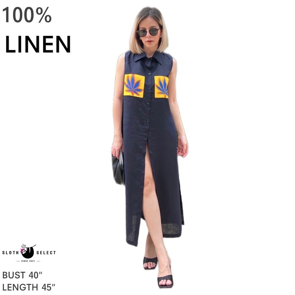 SLOTH SELECT เสื้อลินินแท้💯 ดีไซน์ตัวยาว ผ่าข้างเดินสบาย