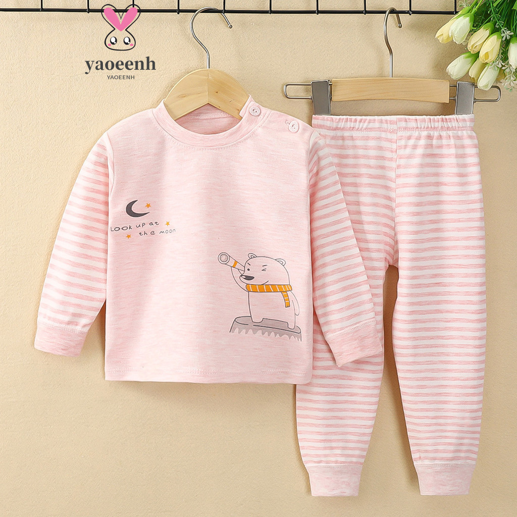 【YAOEENH】73-130 ซม. ฤดูใบไม้ร่วง ฤดูหนาว เด็ก สี ชุดชั้นใน ผ้าฝ้าย ขนาดเล็ก กลาง ชาย หญิง เสื้อผ้าฤดูใบไม้ร่วง กางเกงขายาว บ้าน เสื้อผ้า พร้อมส่ง