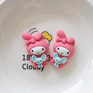 แผ่นกาวเรซิ่น รูปการ์ตูนกระต่าย และลูกสุนัข diy อุปกรณ์เสริม สําหรับตกแต่งรองเท้า