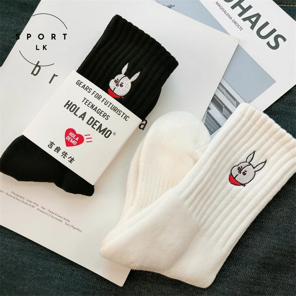 (จัดส่งในไทย)ถุงเท้า Hola Demo ข้อยาว ผ้าฝ้ายแท้100% พร้อมส่งในไทย