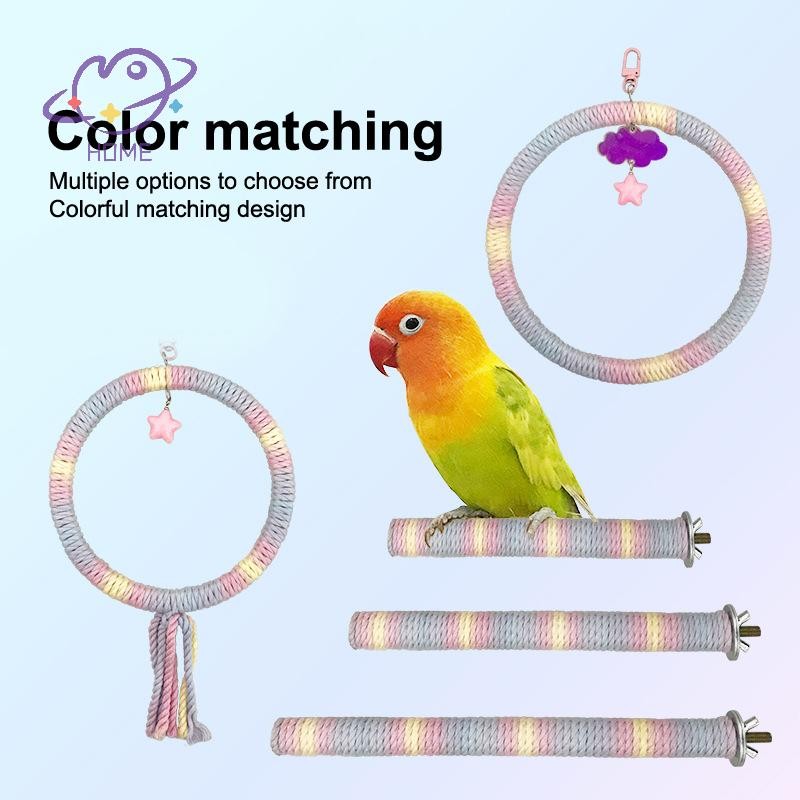 [เมย์โฮม] ผ้าฝ้ายสีเสานกแก้วยืดหยุ่นแขวนคลิปแกว่งที่มีสีสันคอนหมุนสบายนกเชือกฝ้ายแกว่งอุปกรณ์สัตว์เลี้ยง {ไทย} - รูปที่ 2