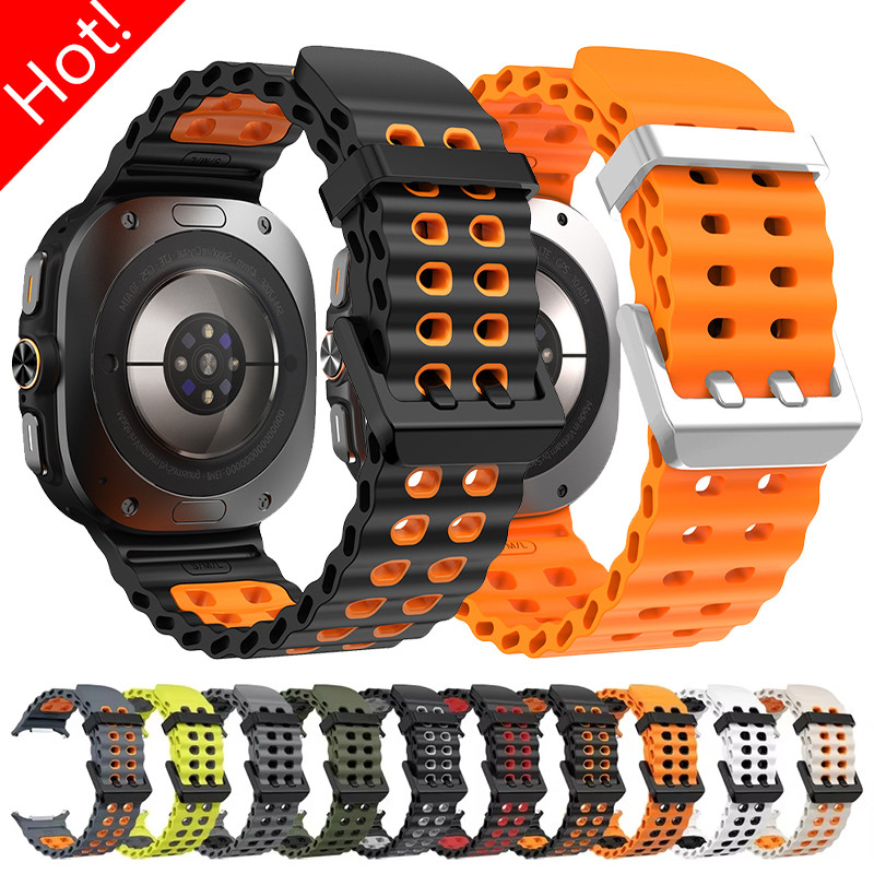 สายซิลิโคนสําหรับ Samsung Galaxy Watch Ultra 47mm Marine Sport สร้อยข้อมือ Correa สําหรับ Galaxy Watch Ultra Band อุปกรณ์เสริม