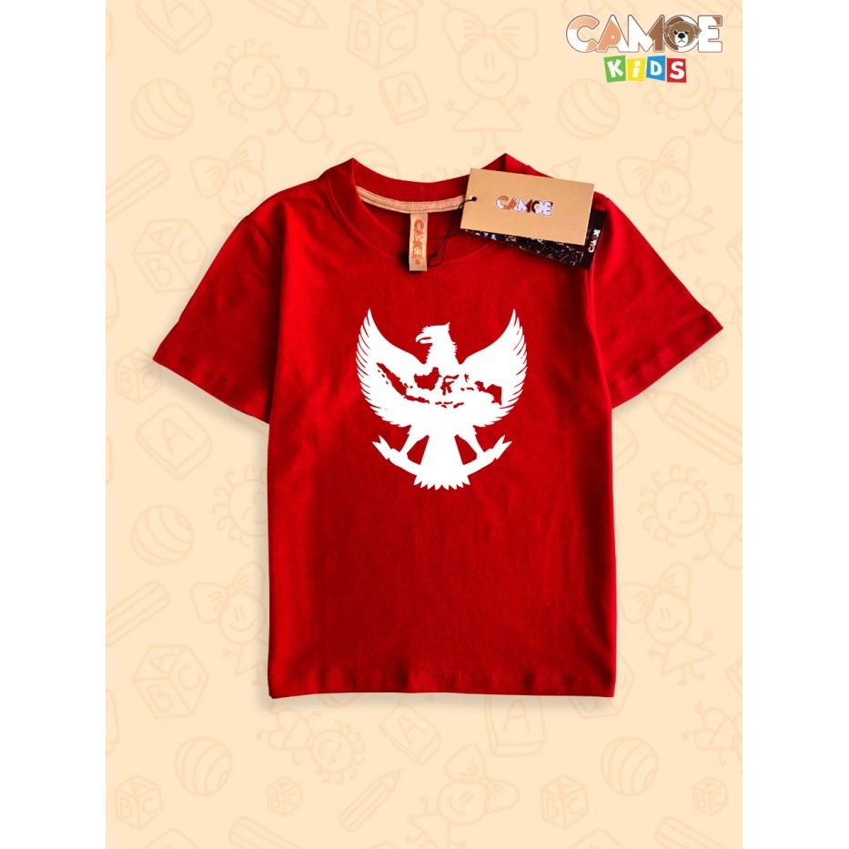 MERAH Kids Red and White Garuda Map Indonesia T-Shirt - S