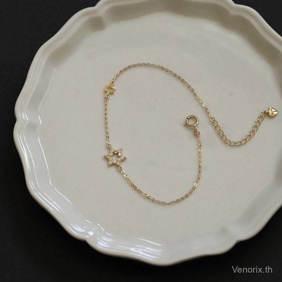 Venorix เงินแท้925 เคลือบทอง14K กำไลดาวหกแฉก ดีไซน์อินส์ เก๋ไก๋ ใส่ได้ทุกวัน เกาหลี-ญี่ปุ่น