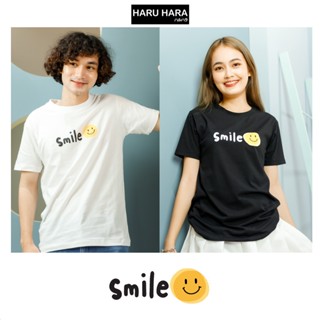 อ่อนนุ่ม 6 เสื้อยืดมินิมอล [สีขาว/สีดำ] Cotton100% - ลายสกรีน Smile