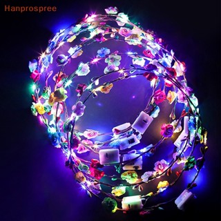 Hanprospree&gt; ที่คาดผมมงกุฎ ดอกไม้ มีไฟ LED นีออน เรืองแสง สําหรับตกแต่งปาร์ตี้คริสต์มาส