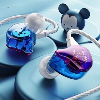 Disney D16 หูฟังอินเอียร์เล่นเกม แบบมีสาย Type-c 3.5 มม. ลายมิกกี้ มินนี่เมาส์ สีชมพู สีม่วง พร้อมไมโครโฟน