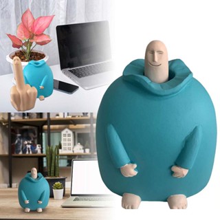 Smiling Finger Hand Erect Middle Finger Up Statue Figurines Home Office Decor UK