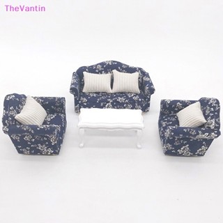 Thevantin โซฟาเบาะรองนั่ง เฟอร์นิเจอร์ ลายดอกไม้จิ๋ว สําหรับตกแต่งบ้านตุ๊กตา 1:12