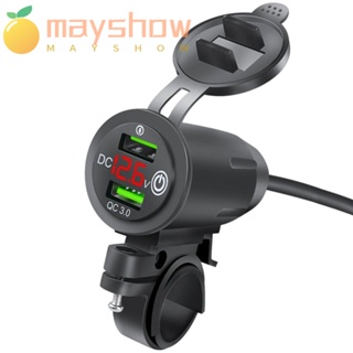 Mayshow ที่ชาร์จรถจักรยานยนต์ กันน้ํา Dual QC 3.0 พร้อมสวิตช์ซ็อกเก็ตชาร์จ USB คู่ สําหรับรถจักรยานยนต์